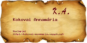 Kokovai Annamária névjegykártya